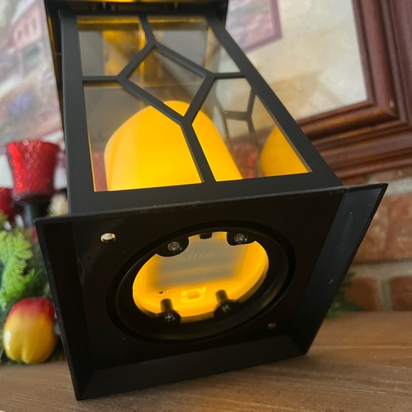 Black Lantern with LED Candle -
12 Inch, Waterproof, Battery
Operated, Realistic - Picture 4 of 6